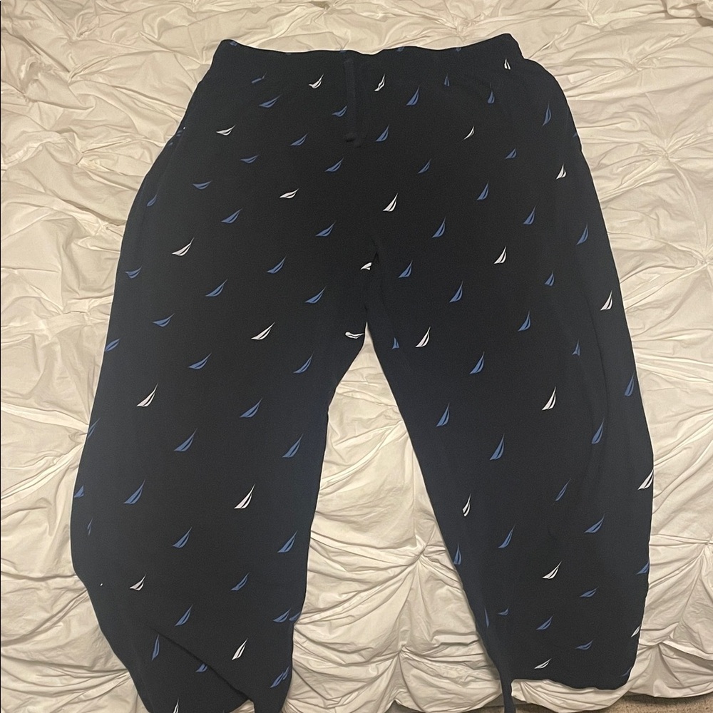 Navy Pajama Pants with Sailboat Print
